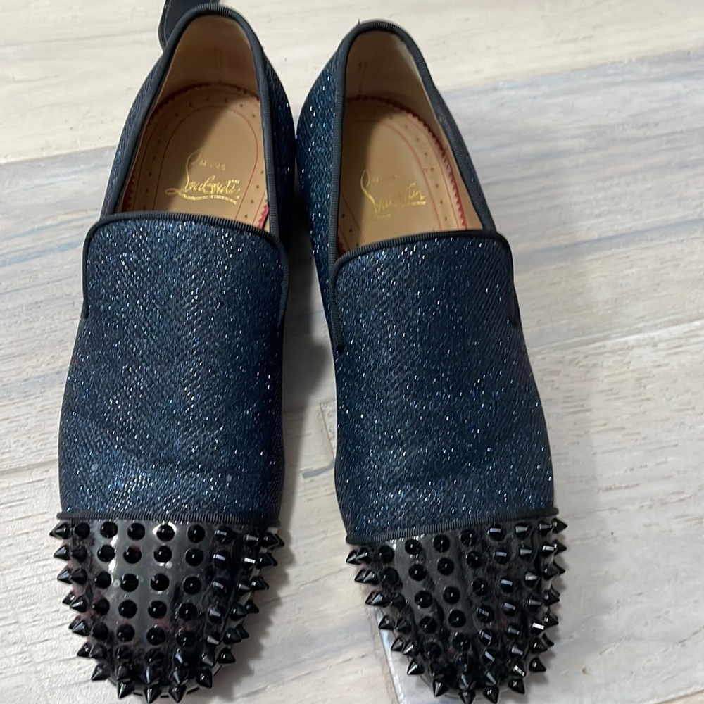 Christian Louboutin Navy Spiked Loafer